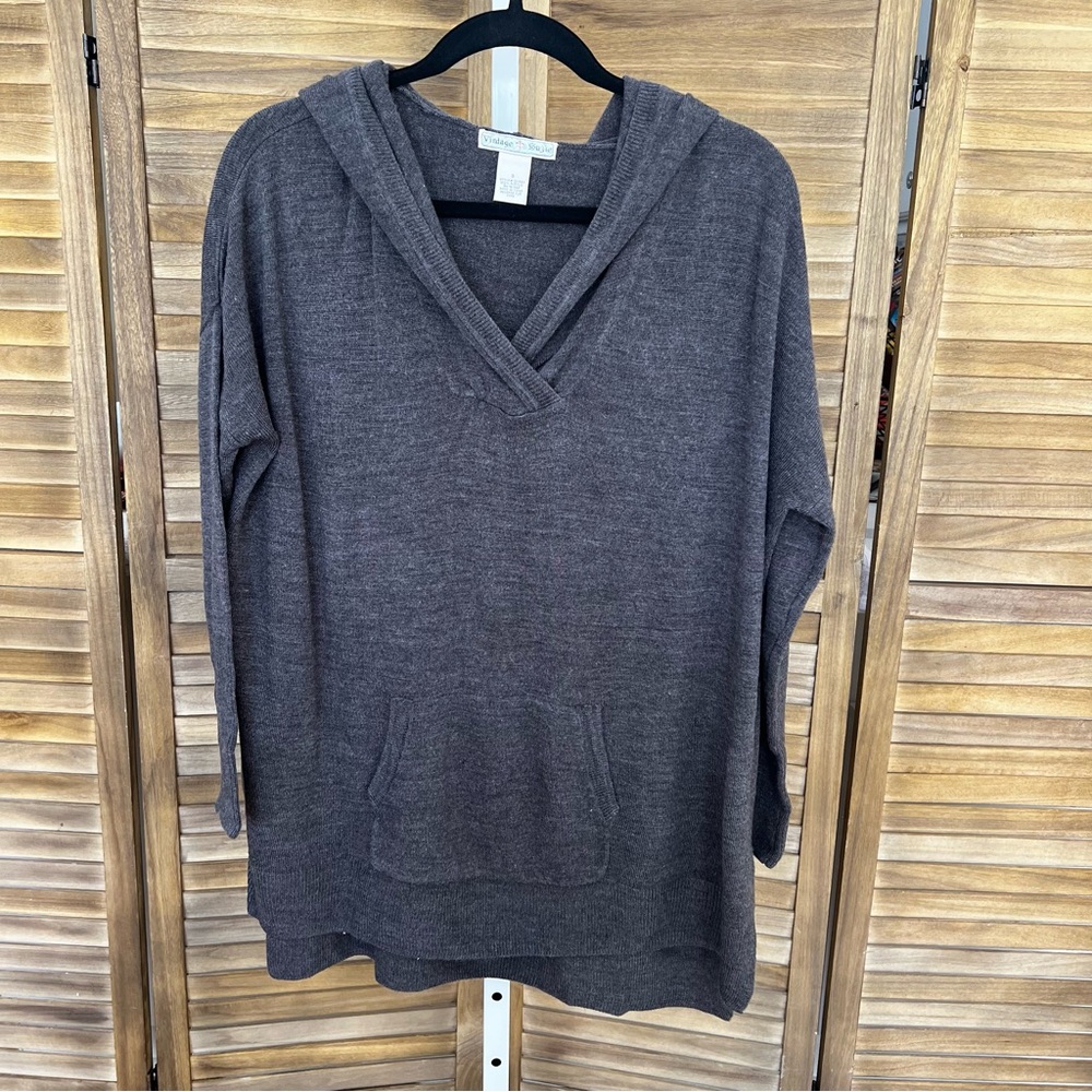 Vintage Susie Gray Small Oversized Hoodie with Front Pouch Pocket